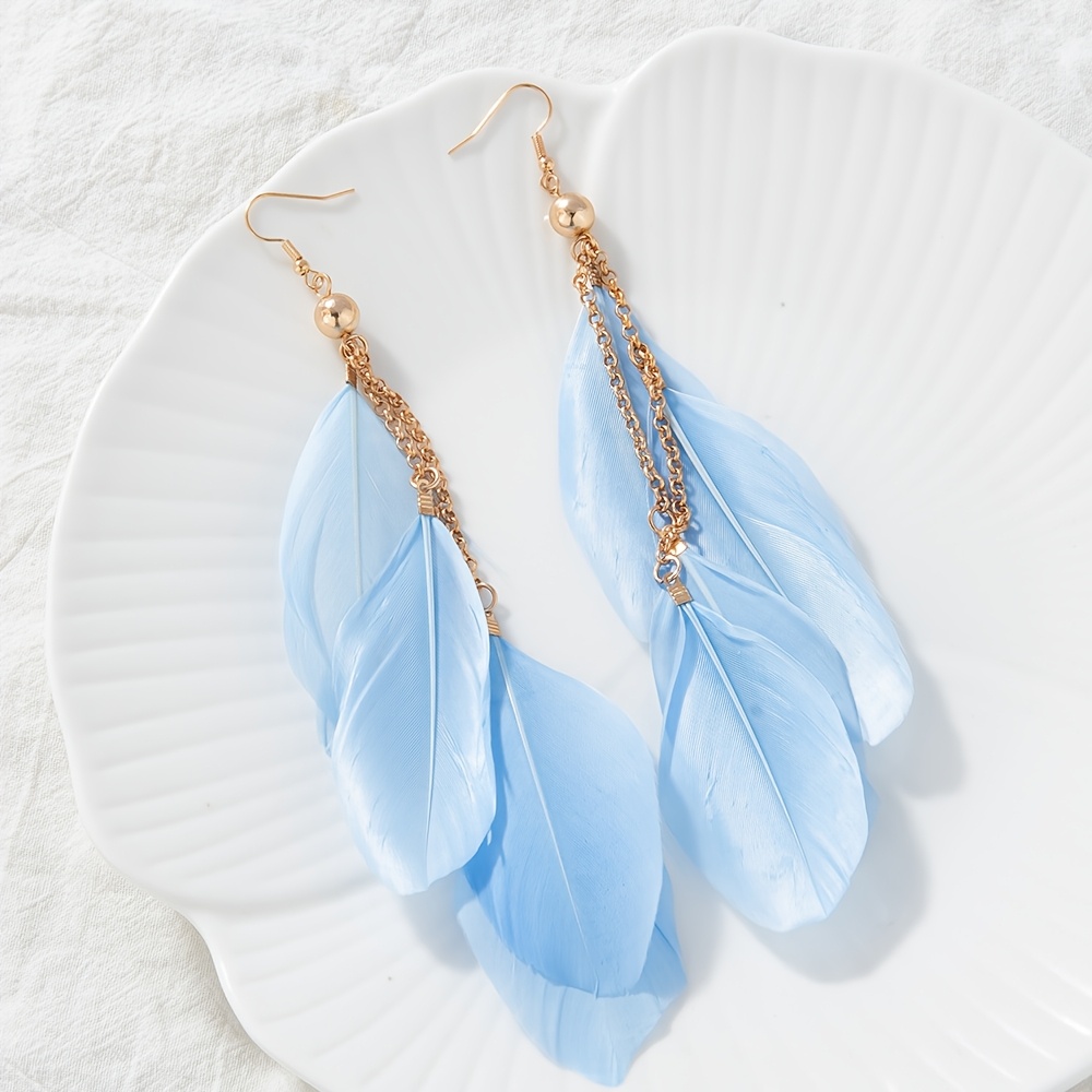 Women's Multicolor Gradient Feather Stud Earrings, Fairy Style
